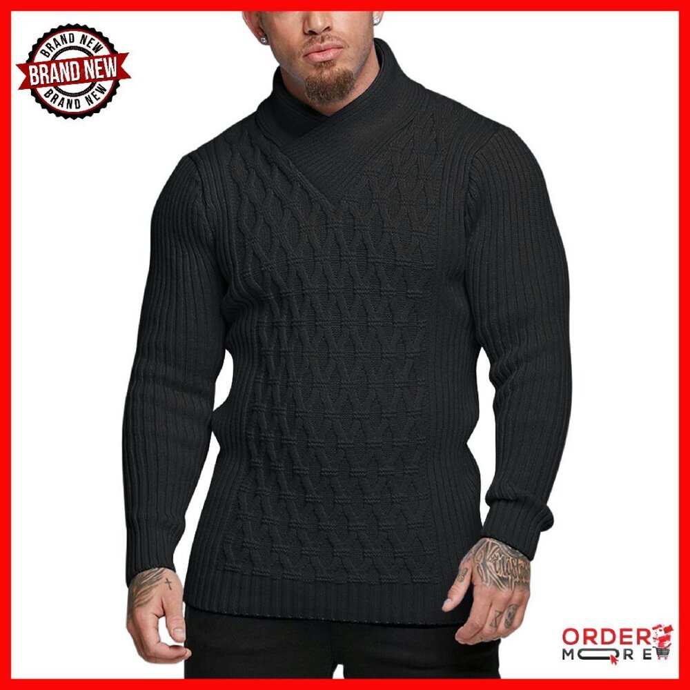 Men's Diamond Knit Pullover Sweater Lightweight Jumper Regular Fit